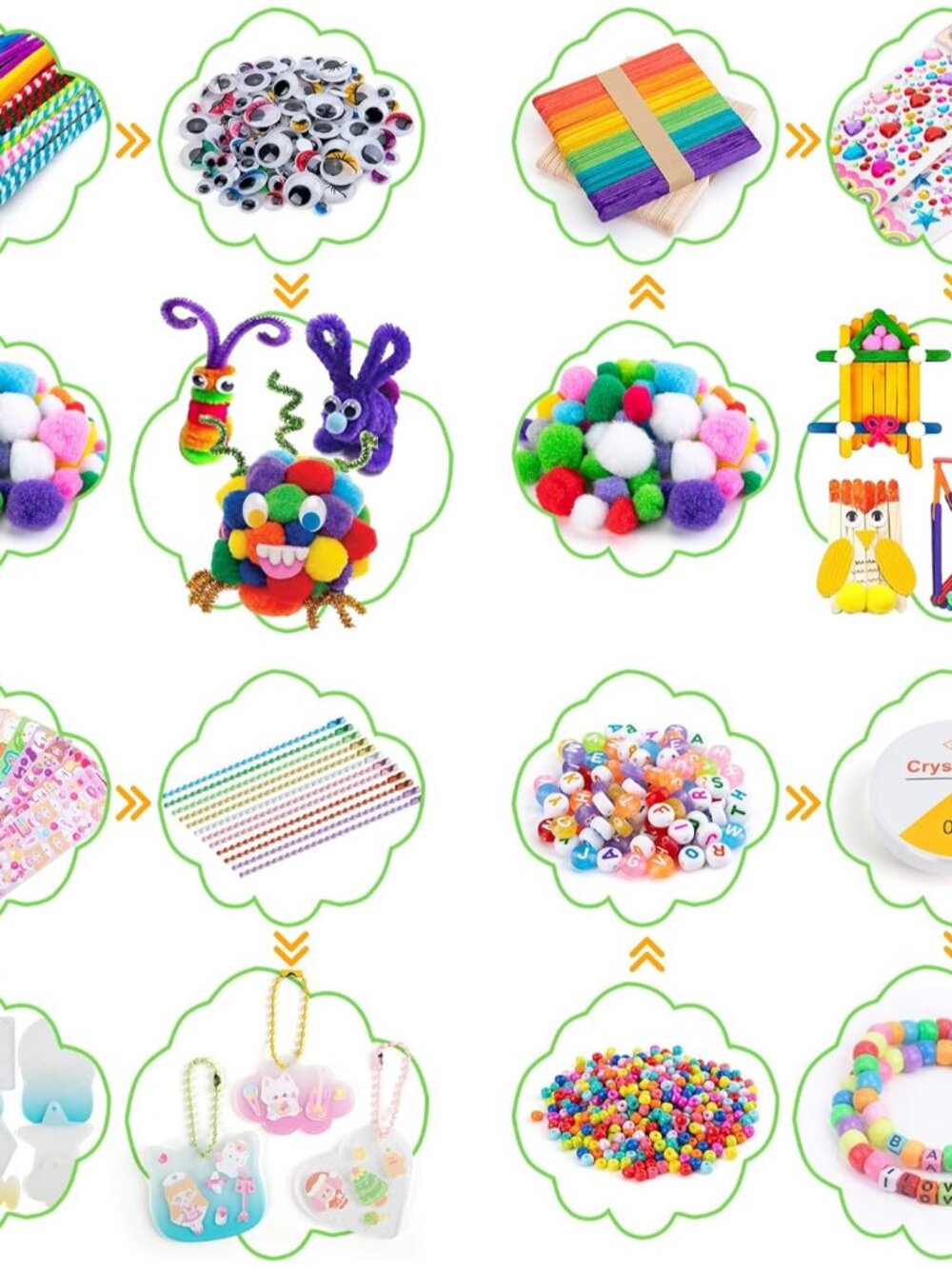 Arts and Crafts Supplies for Kids, 2000+Pcs DIY Craft Kits, Ages 6-10, Education - Picture 4 of 6